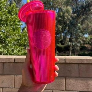 STARBUCKS Summer 2023 Dragonfruit
Neon Pink Stripe Cold Cup Tumbler